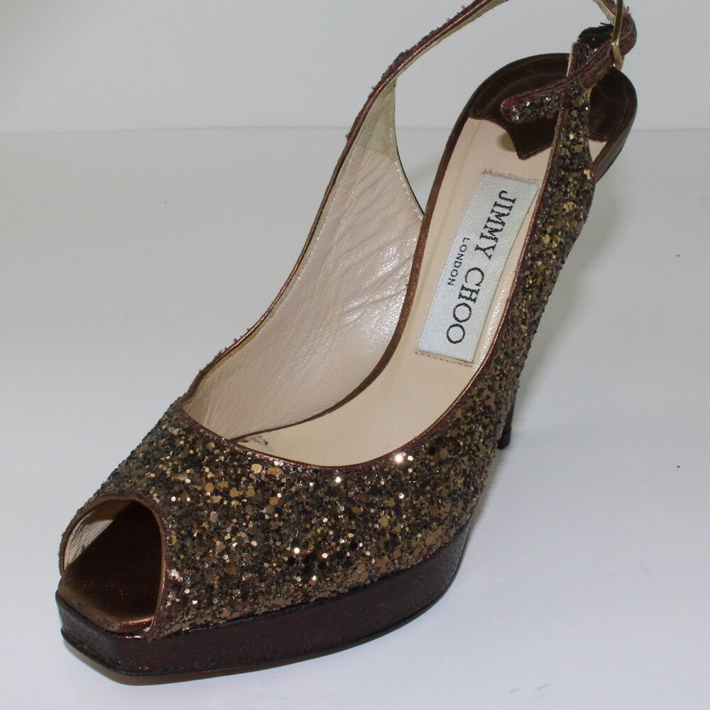 Jimmy Choo Nova Glitter Heel Shoes (35.5 EU / 5 US)